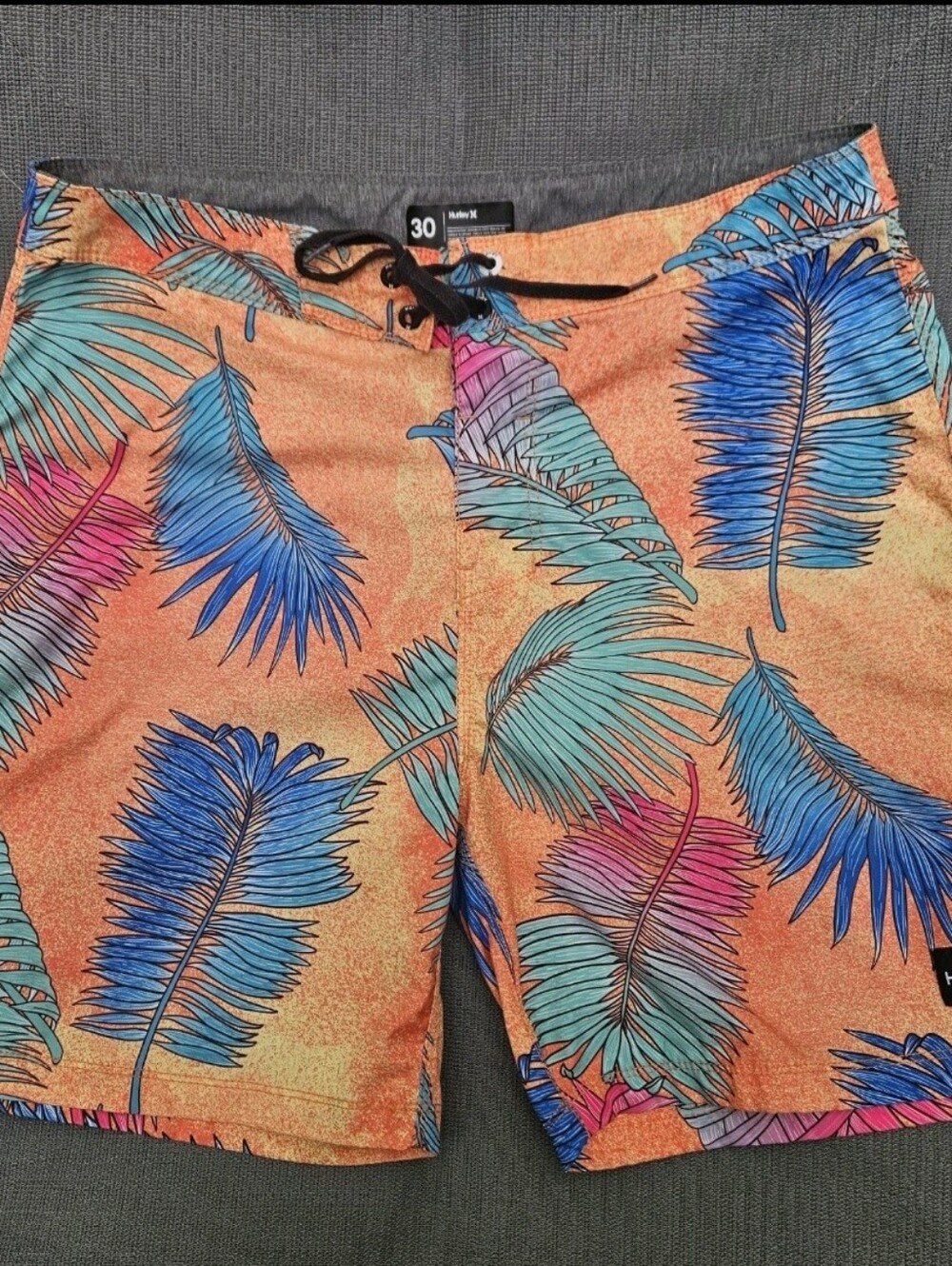 Hurley Mens Sz 30 w/Pocket 5" Inseam Unlined Tie Front Board Short Tropical Surf